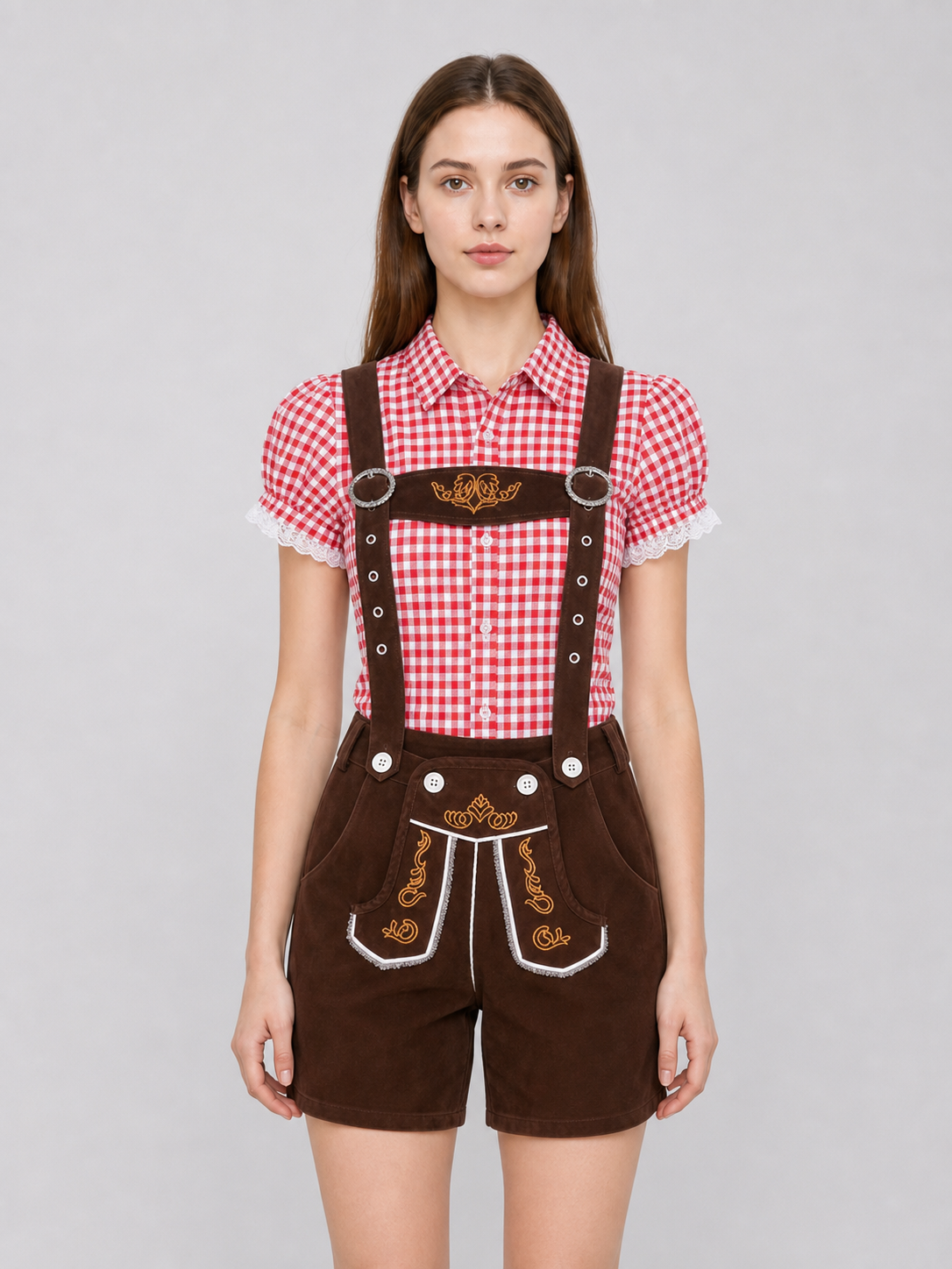 Folk-Style Costume: Plaid Shirt and Shorts