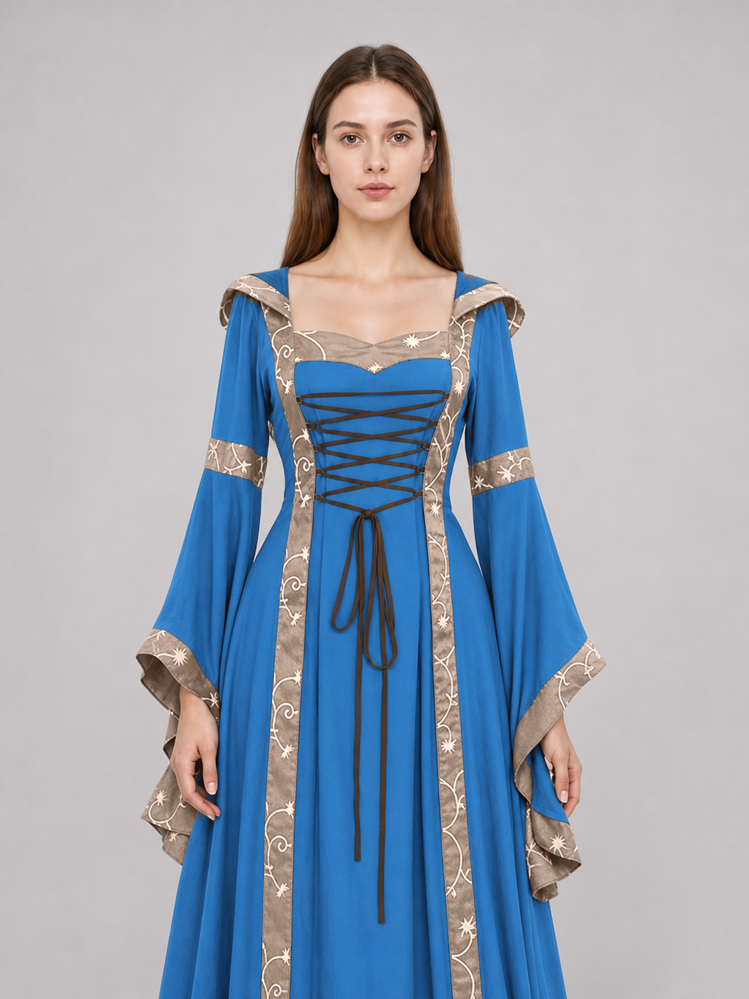 Medieval Hooded Lace-Up Dress