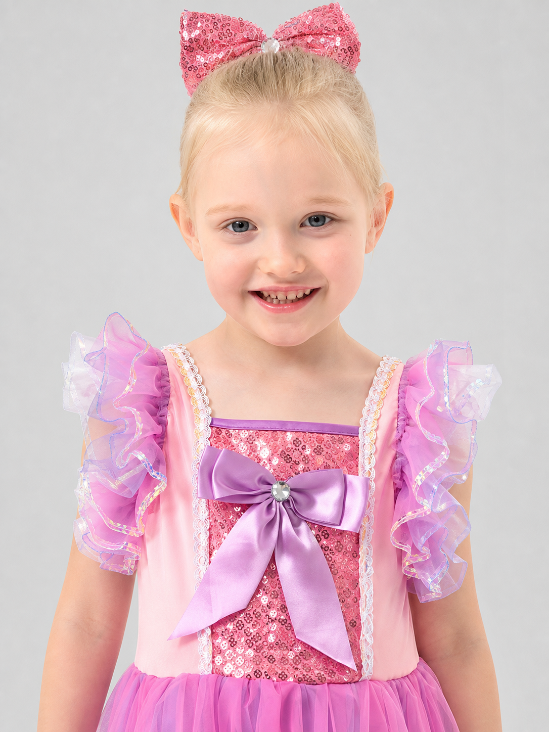 Pink and Purple Tutu Skirt with Bow and Sequins