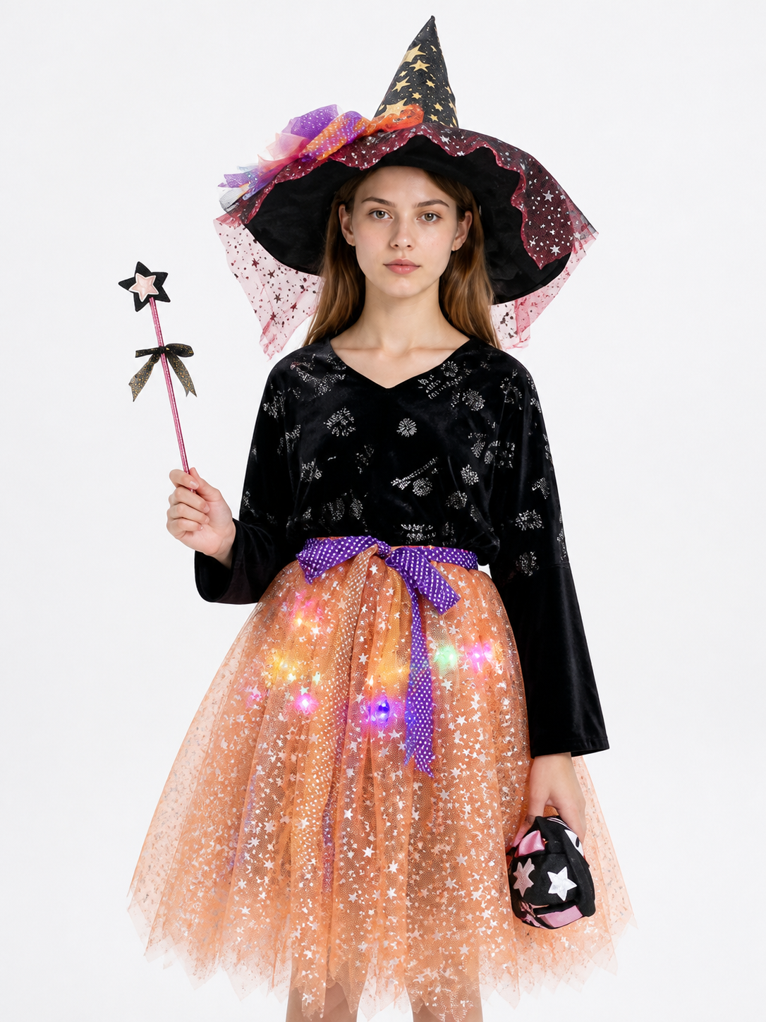 Costume Set with Pointed Hat and Wand Costume Headwear detail 3