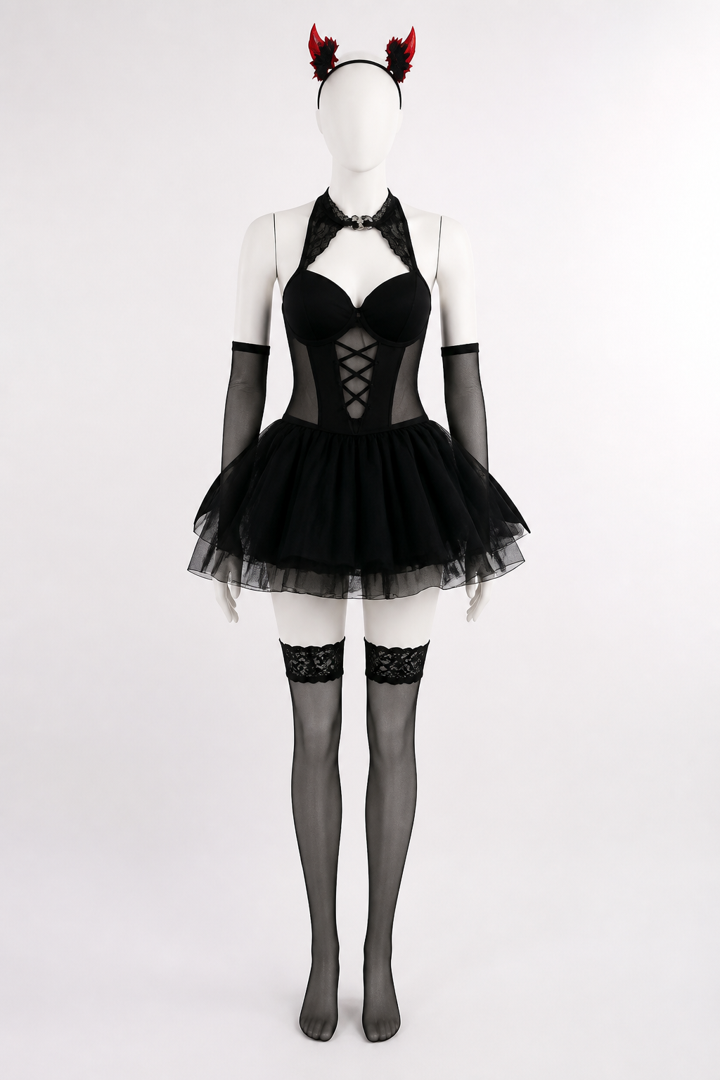 Lolita Devil Costume with Full Skirt for Halloween Costumes detail 3