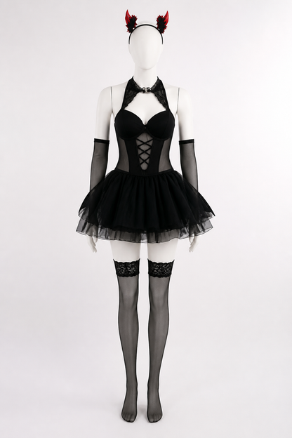 Lolita Devil Costume with Full Skirt for Halloween Costumes detail 3