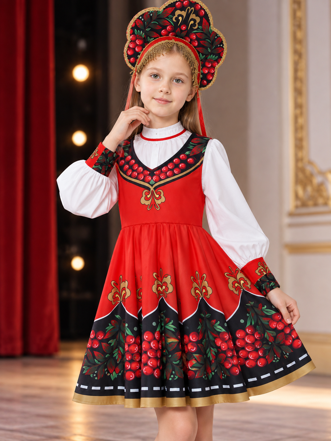 black girls russian traditional stage costume set product image 6