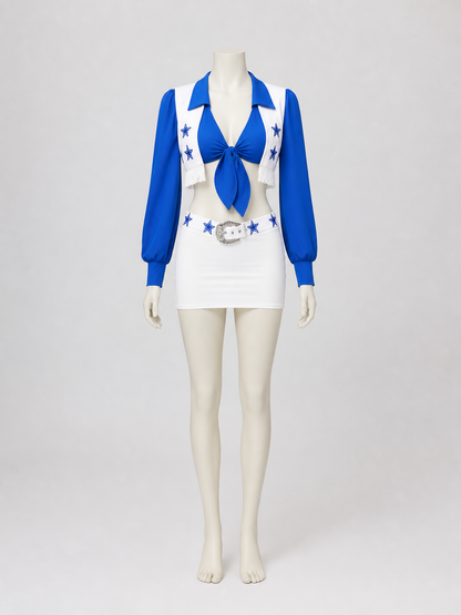 Performance Costume with Fringe and Stars, Blue and White