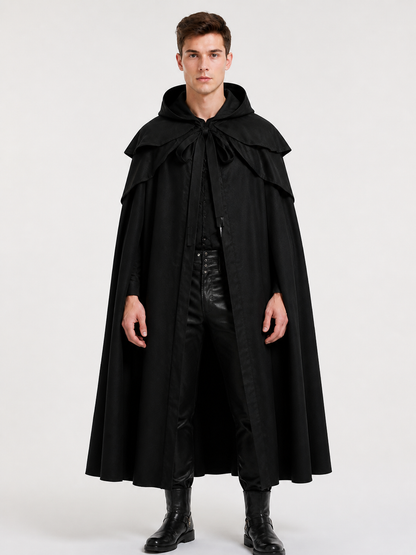 Black Gothic-Style Hooded Cape Costume Capes detail 2