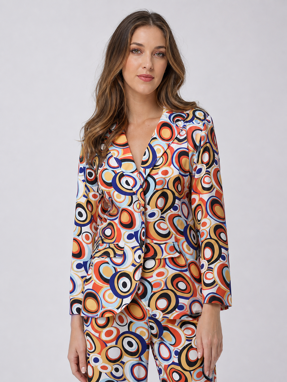 Retro Geometric Print Two-Piece Suit product detail 3