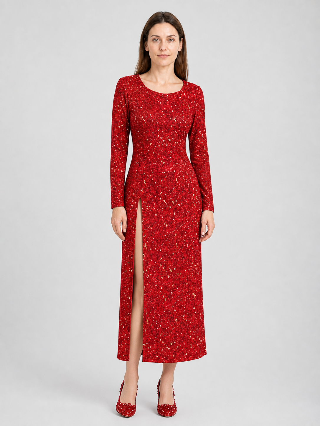 Shrek 2 Fairy Godmother Cosplay Dress, Red with Sequins Costume Dresses detail 3