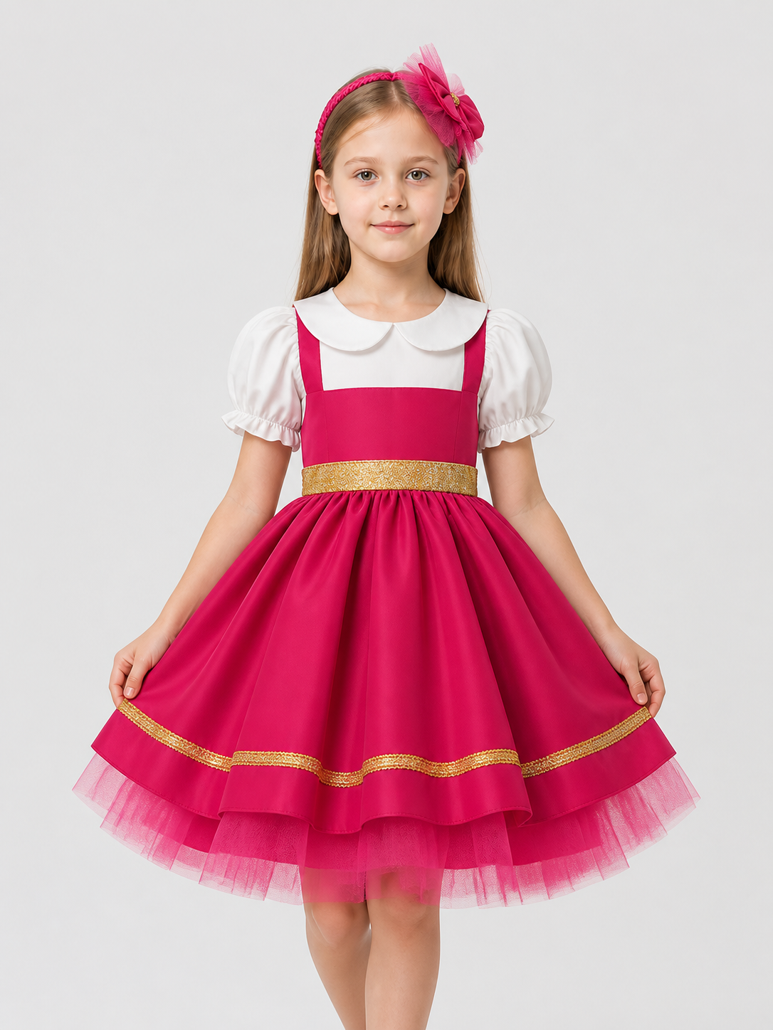 Children's Full Skirt Dress with Sequins and Headband Costume Dresses detail 3