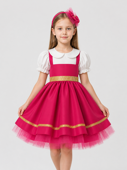 Children's Full Skirt Dress with Sequins and Headband Costume Dresses detail 3