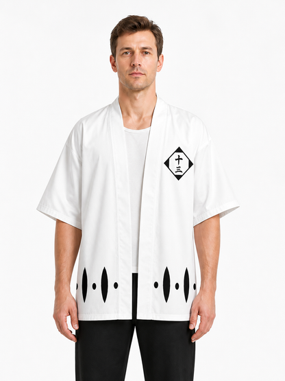 Bleach Cosplay Haori, White with Black Pattern Costumes detail 3