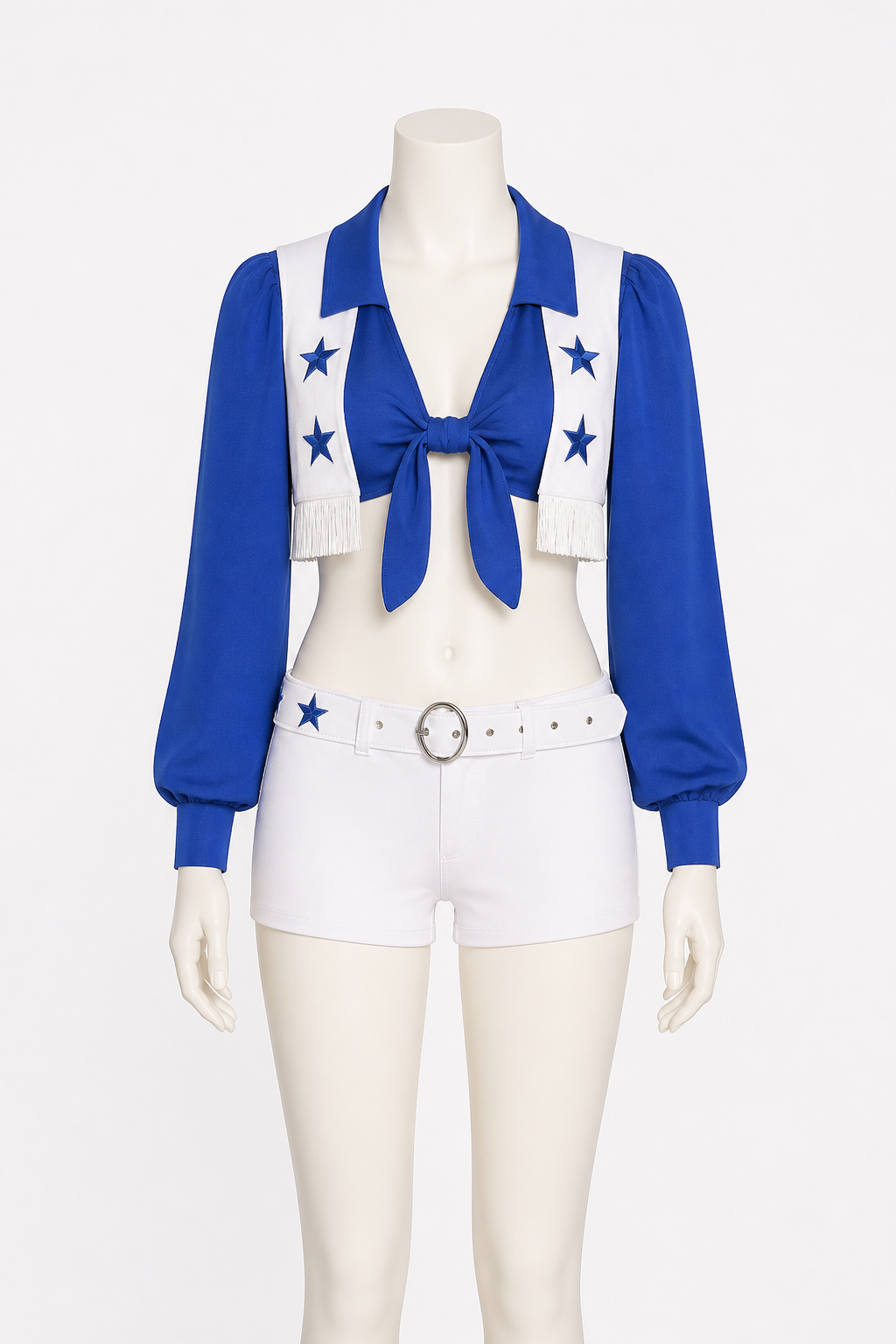 Blue and White Stage Costume with Top and Shorts Costumes detail 2