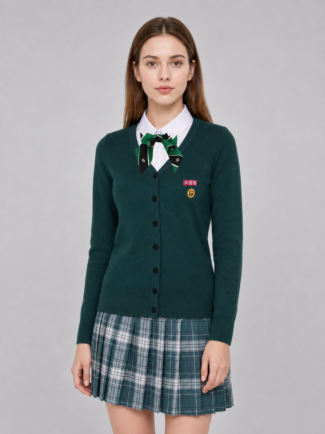 School Uniform Cosplay Costume: Cardigan, Shirt, and Skirt