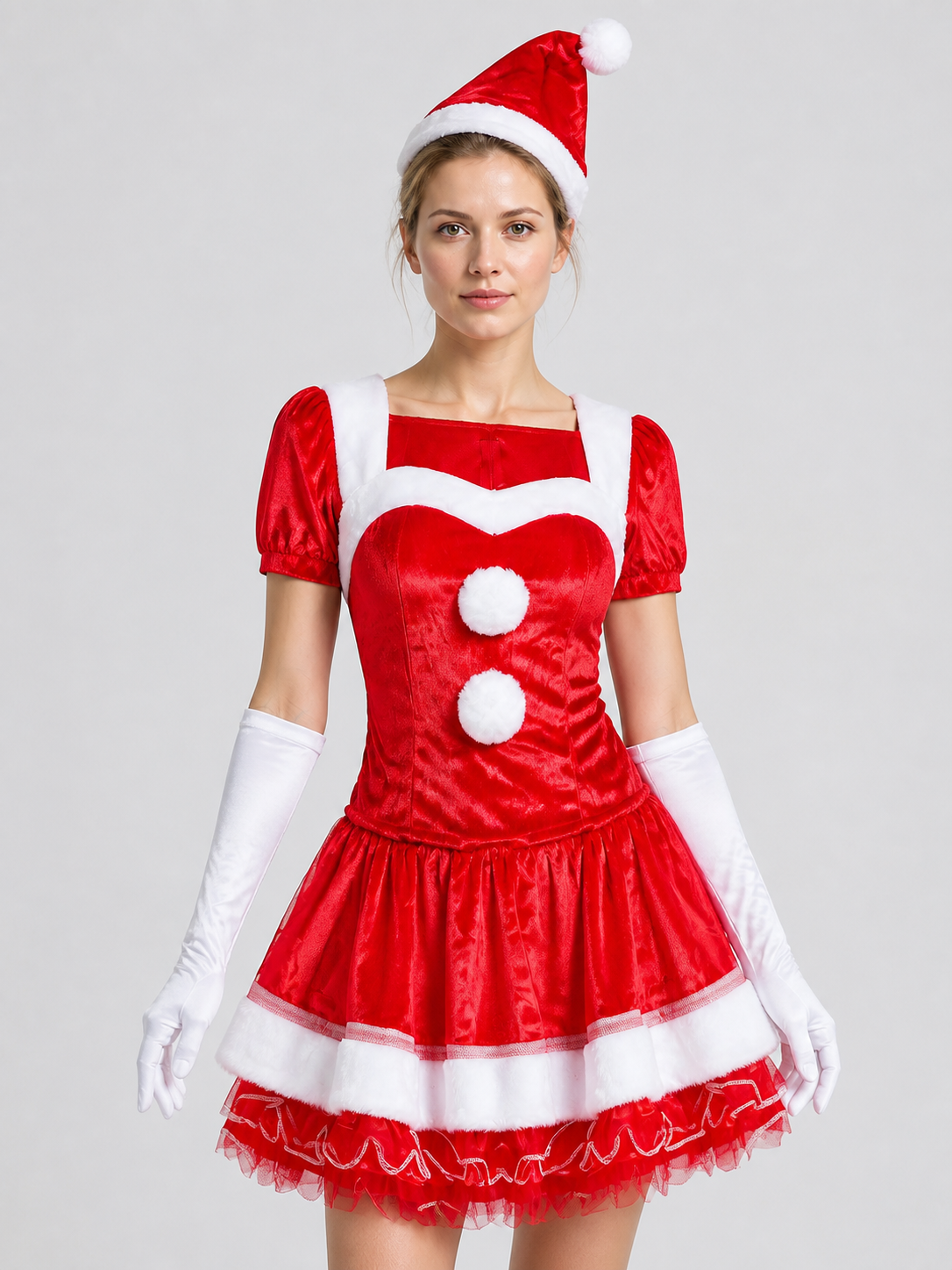 Christmas Costume with Dress, Hat, and Gloves
