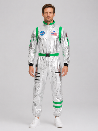 Silver and Green Astronaut Jumpsuit Costume Costumes detail 3