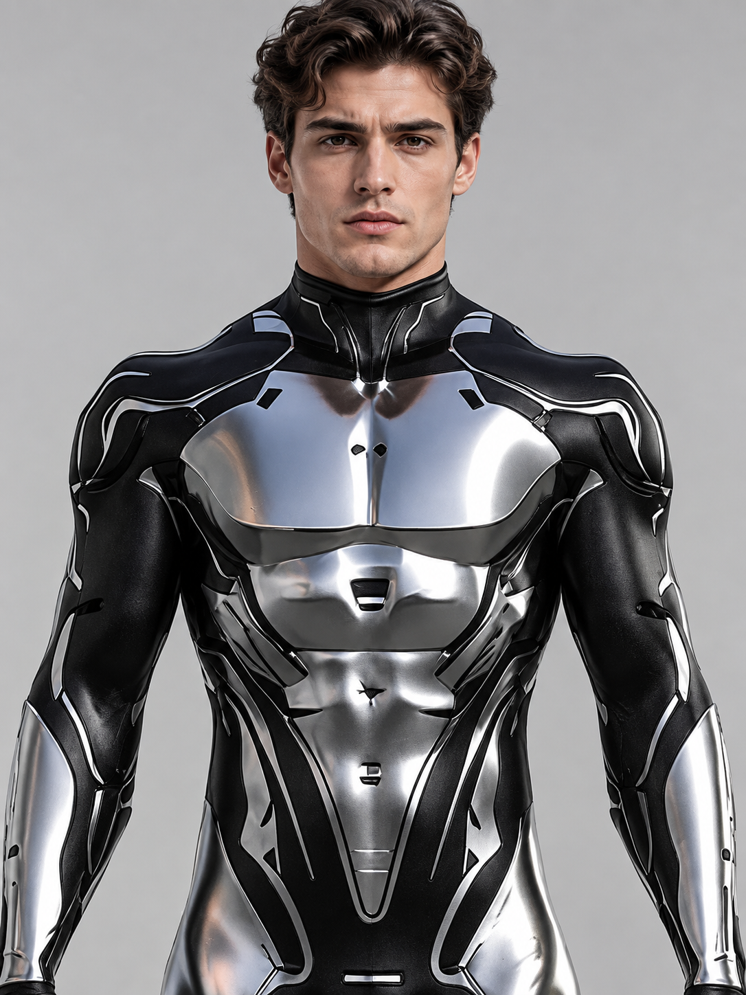 Black and silver cosplay bodysuit costume