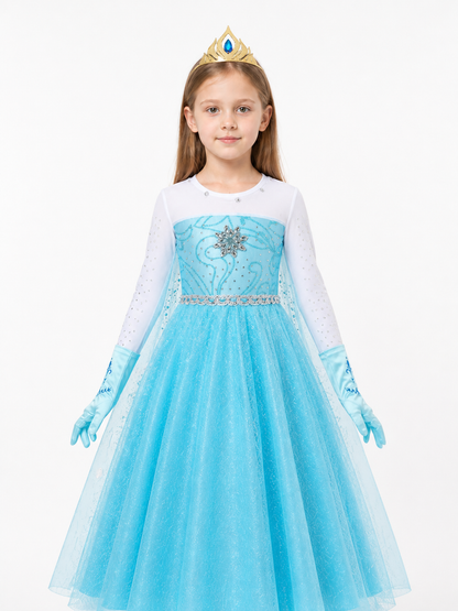 Snow Queen Elsa Costume with Crown and Gloves Costume Headwear detail 3