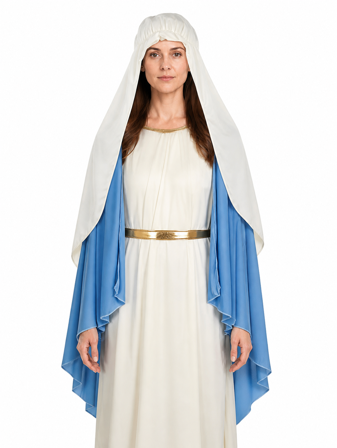 Hooded Robe with a Blue Cape and Gold Belt Costume Capes detail 3