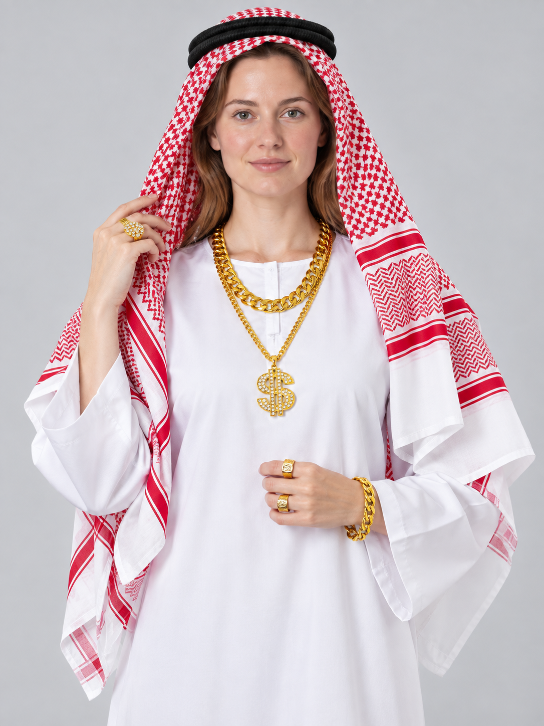 Arabian-Style Carnival Costume with Shirt and Headscarf