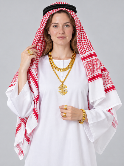 Arabian-Style Carnival Costume with Shirt and Headscarf