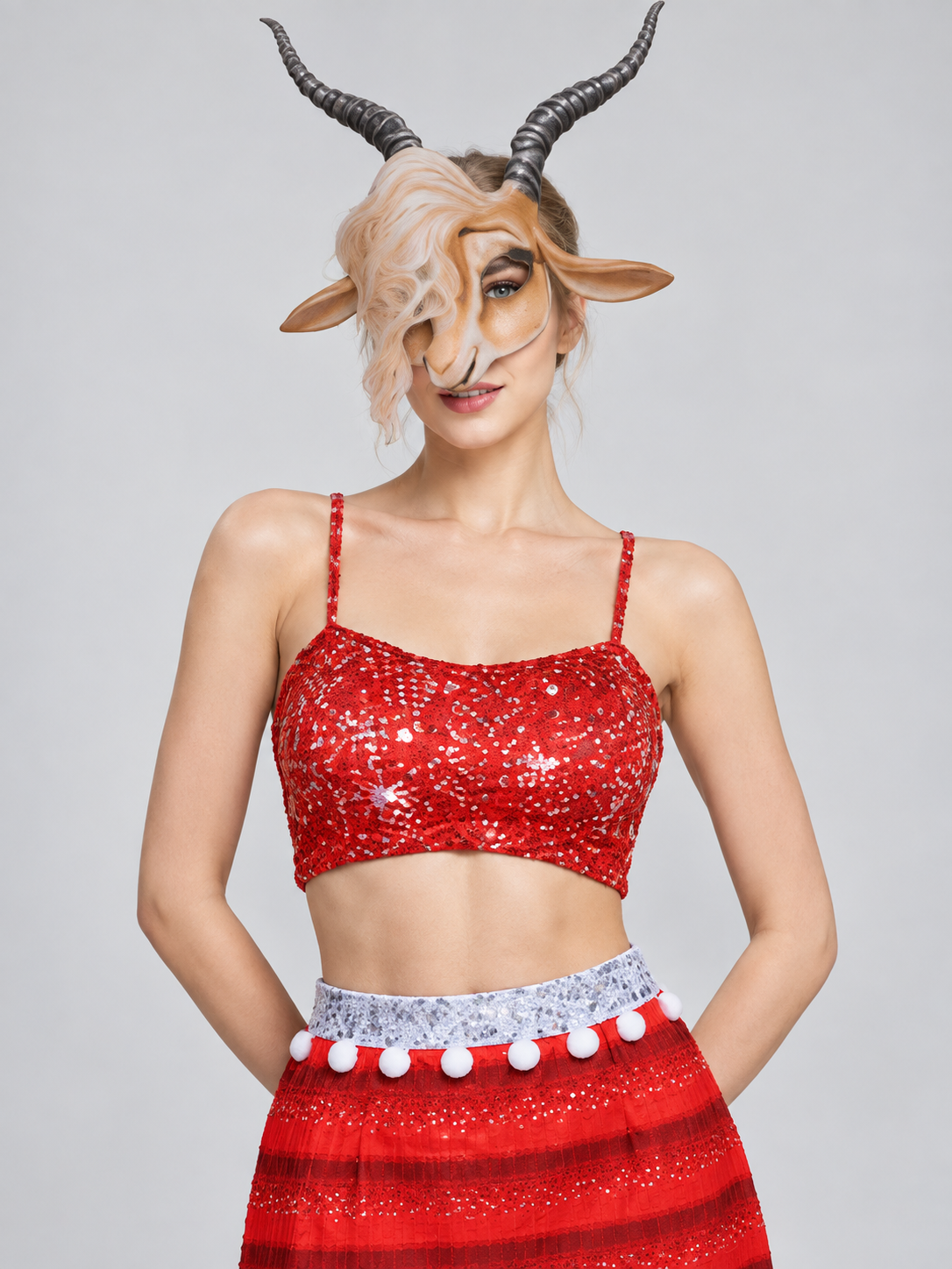 Sequin Dance and Performance Costume with Mask
