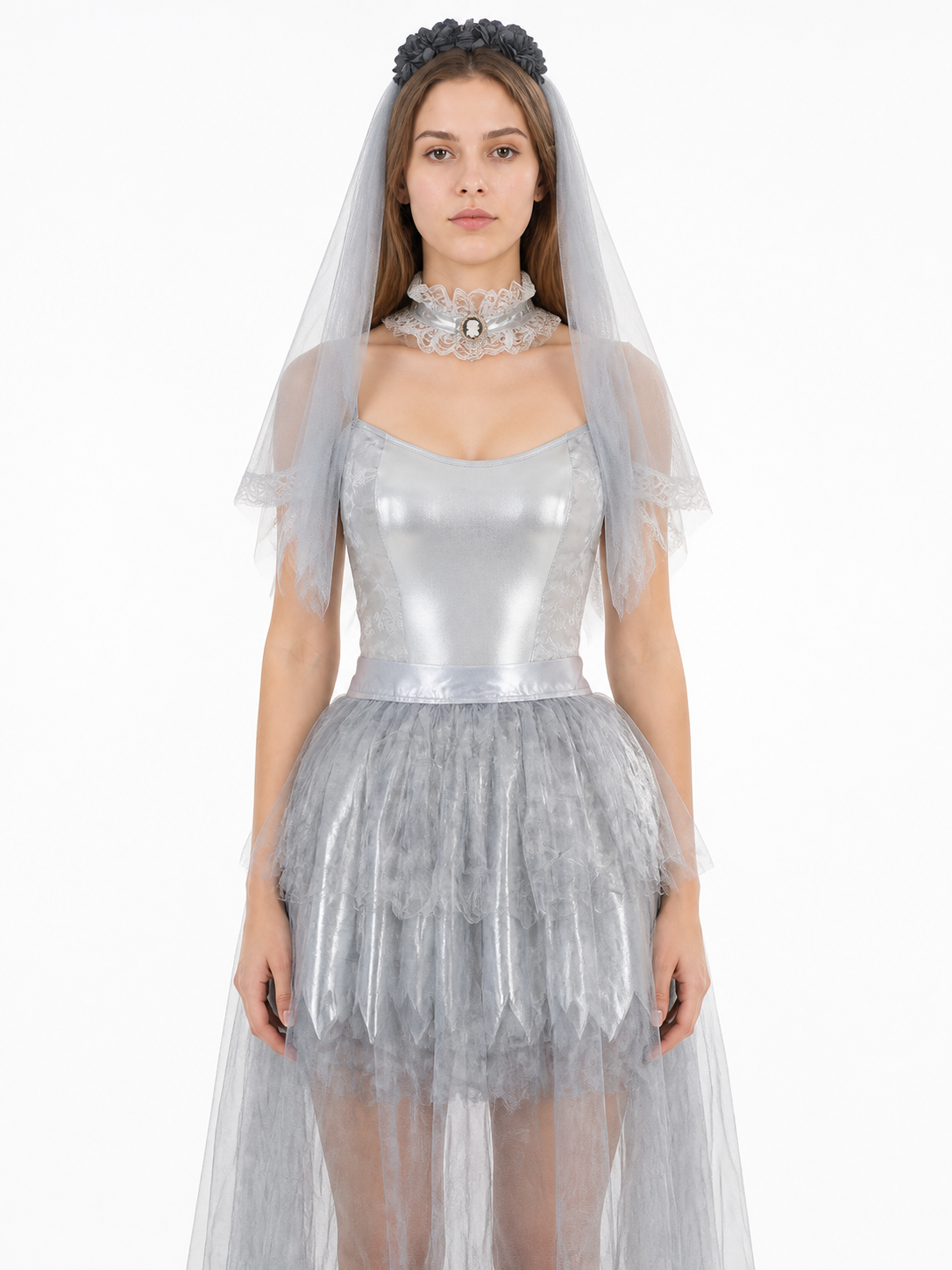 Sleeveless Dress with Layered Skirt and Uneven Hem