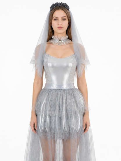 Sleeveless Dress with Layered Skirt and Uneven Hem