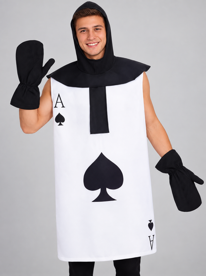 Cosplay Costume White with Black Hood and Gloves