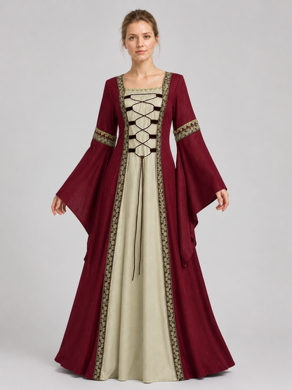 Long Medieval Dress with Flared Sleeves Costume Dresses detail 3