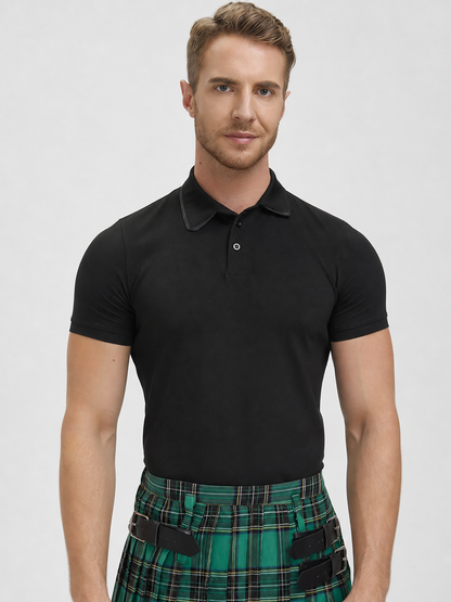 Pleated Plaid Skirt with Black Buckle