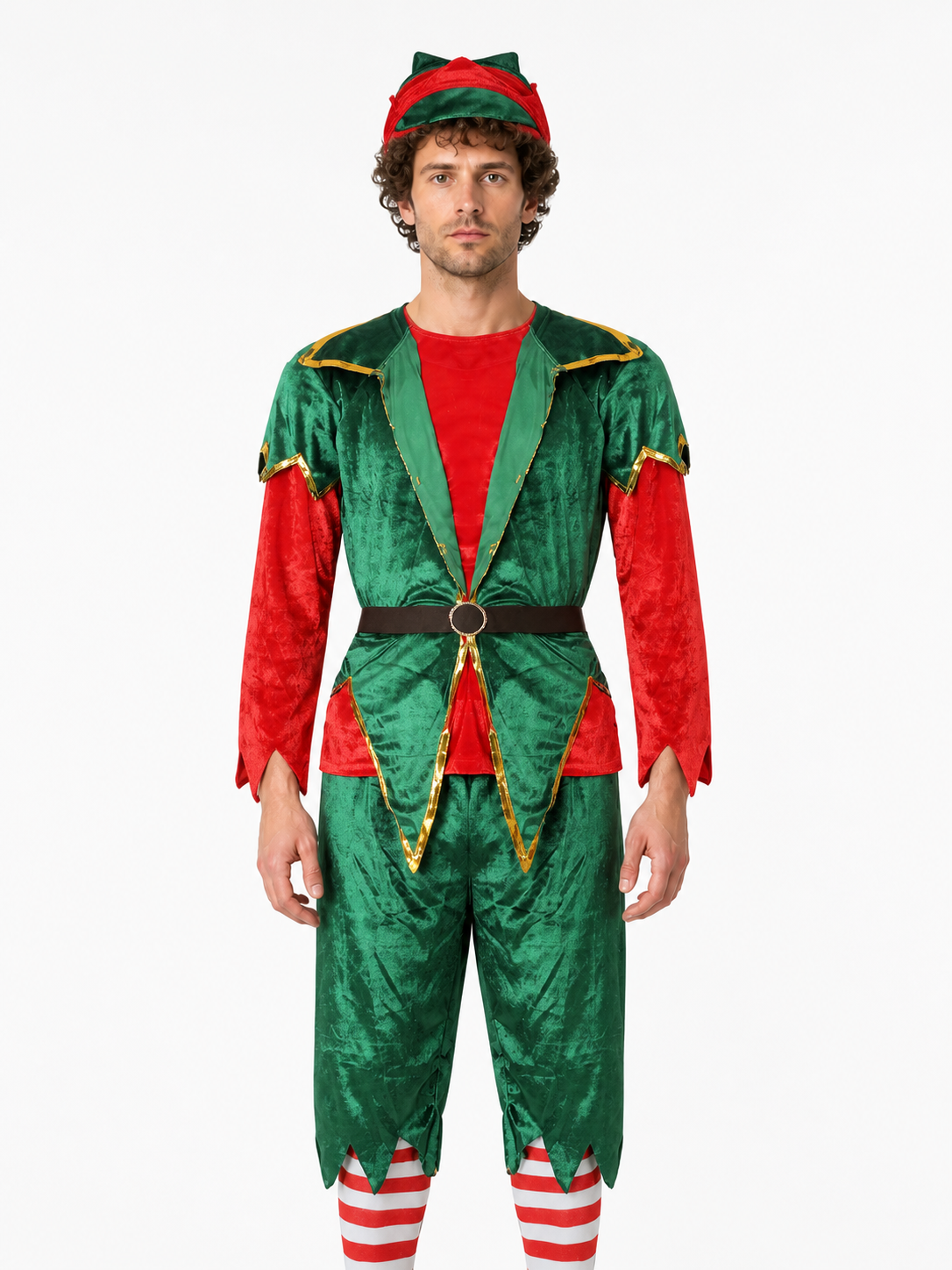 Carnival Elf Costume Jumpsuit with Hat Costume Headwear detail 3