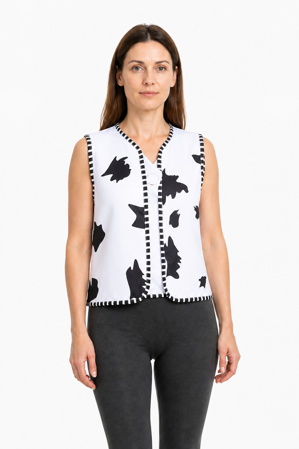 Woody Cosplay Vest: Black Spots, Black-and-White Trim Costumes detail 3