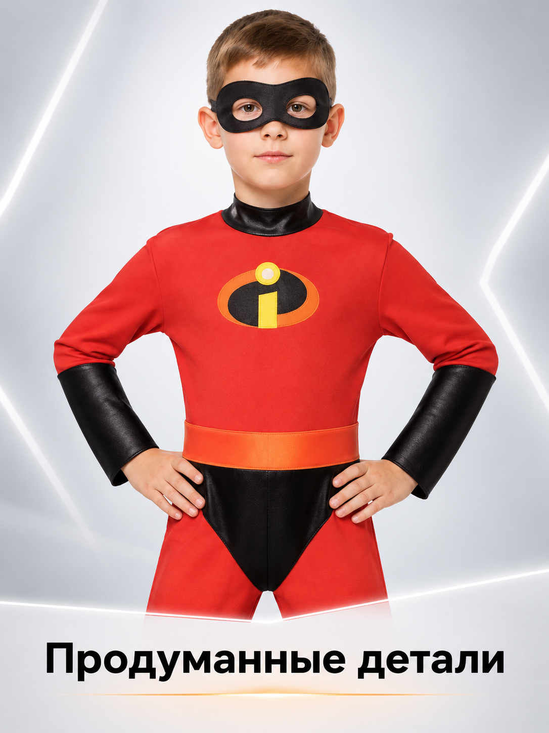 Superhero costume with mask and emblem on the chest