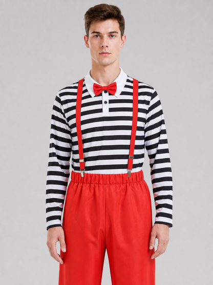 Bright clown costume designed for an expressive stage look and festive