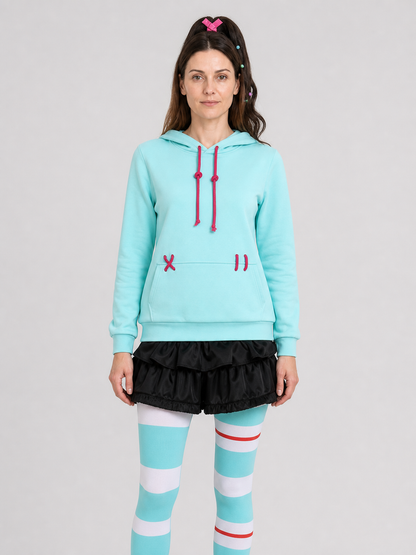 Vanellope Cosplay Costume: Hoodie, Skirt-Shorts, Knee-High Socks Wearable Blankets detail 3