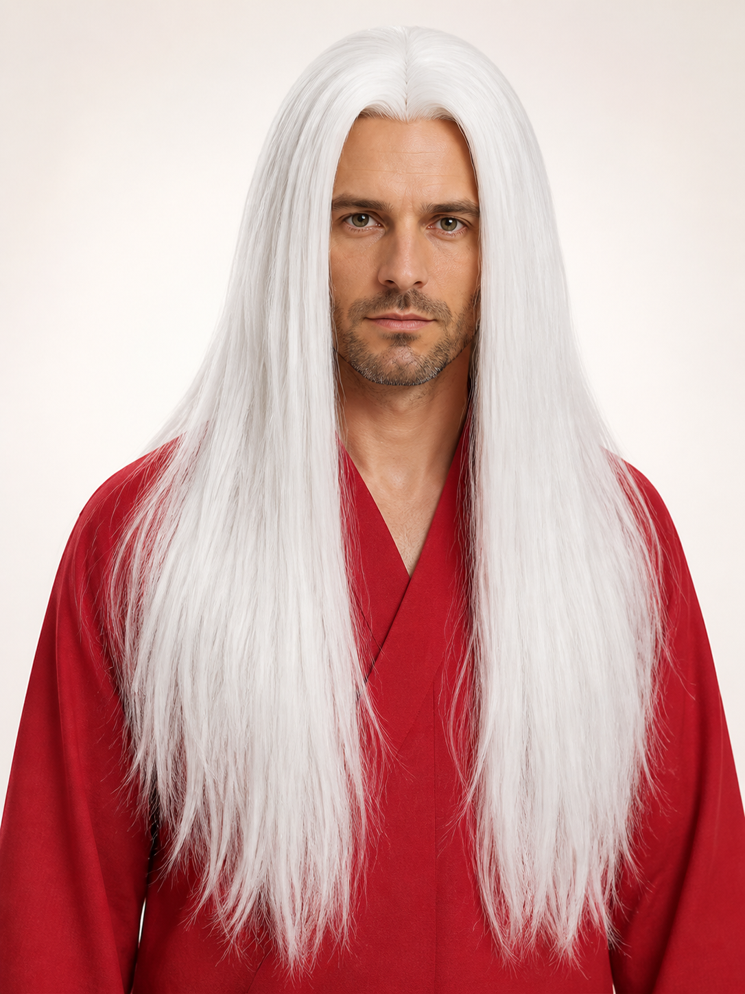 Long Straight White Wig, 75 cm, for Cosplay and Halloween Costume Wigs detail 2