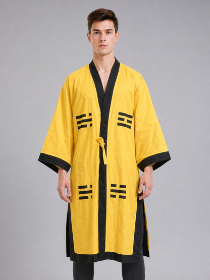 Yellow Taoist Costume with Black Trim and Hat