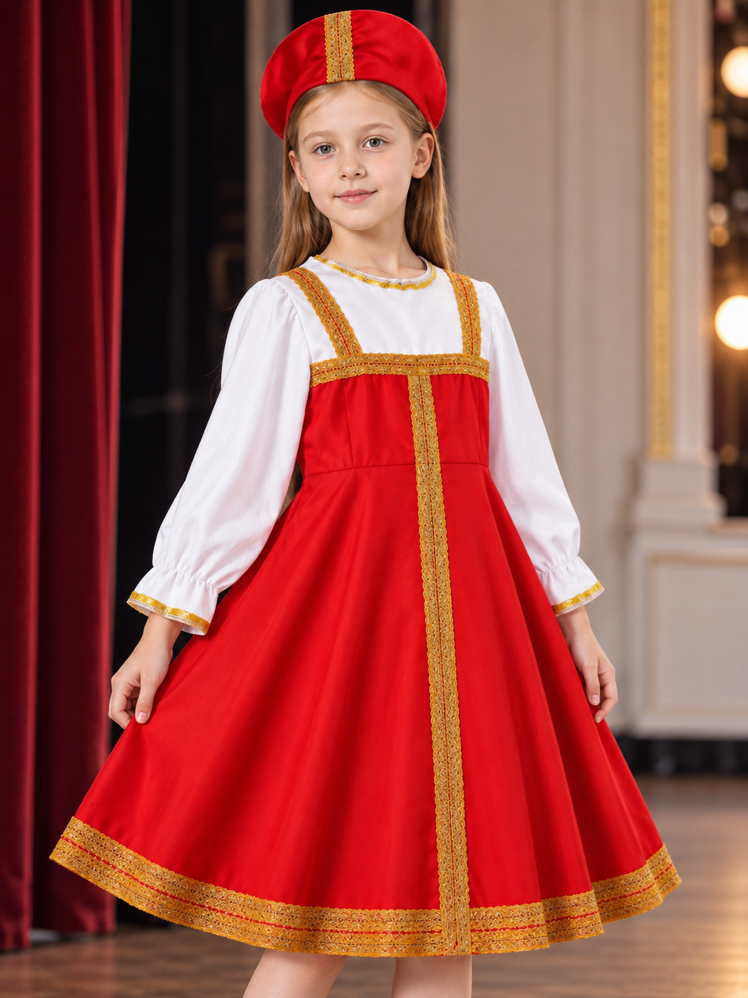 Russian National Costume with a Flared Skirt