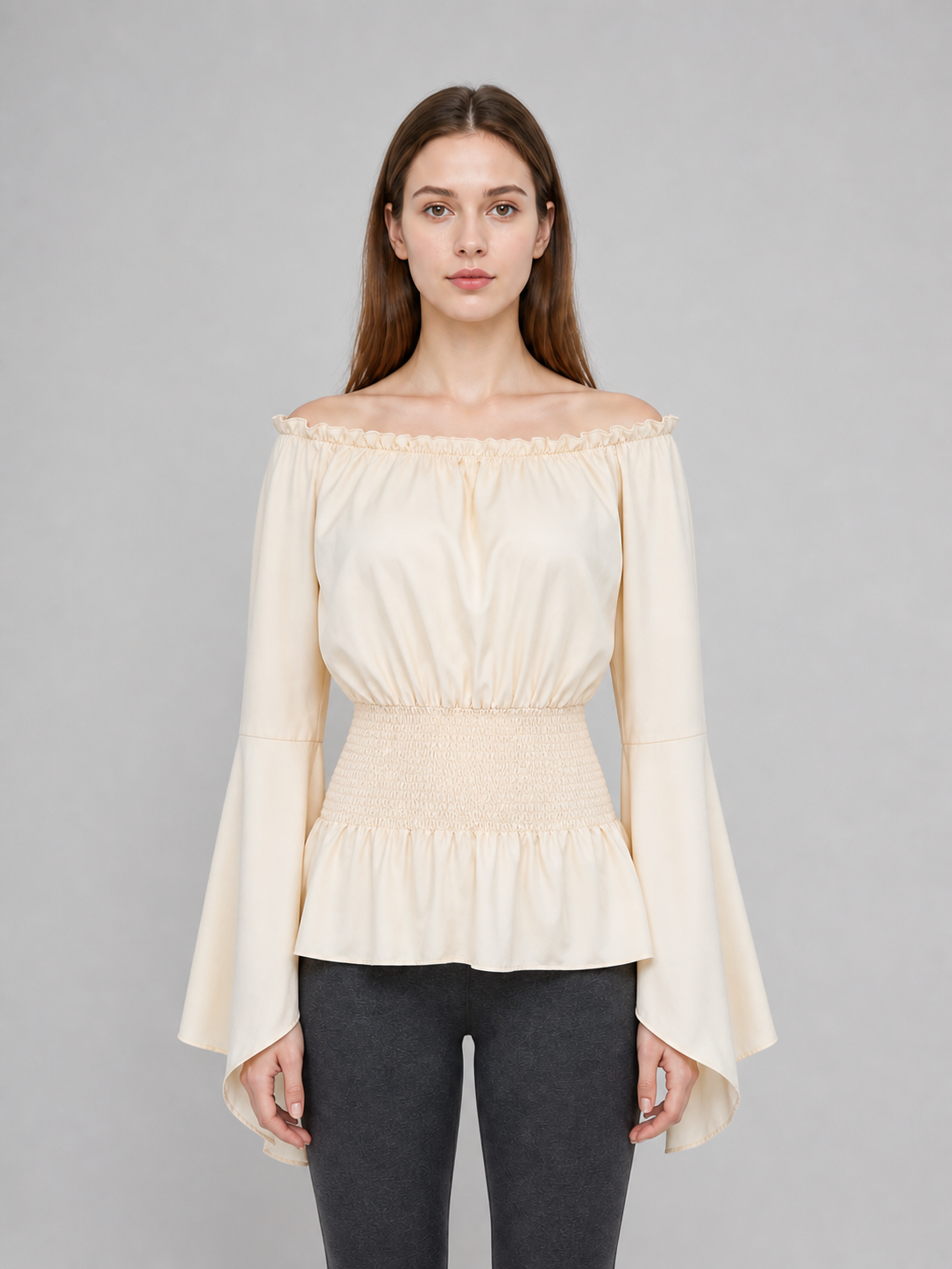 Off-the-Shoulder Blouse with Bell Sleeves