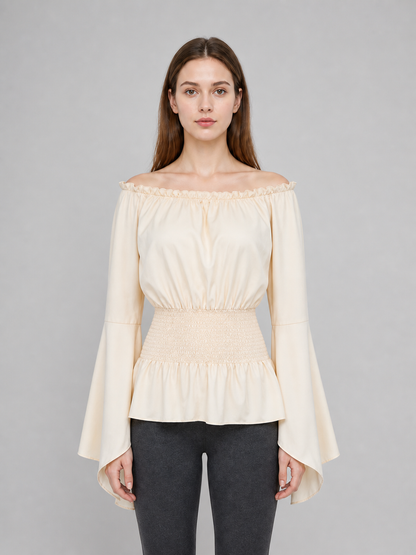 Off-the-Shoulder Blouse with Bell Sleeves