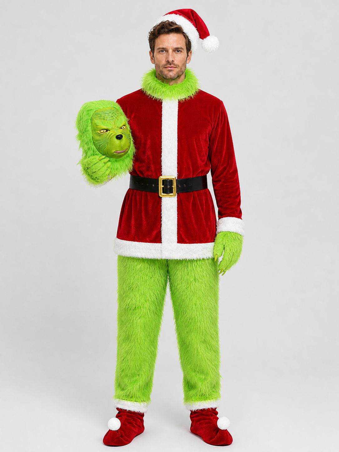 Grinch Costume for New Year's, Green Furry Look Costumes detail 3