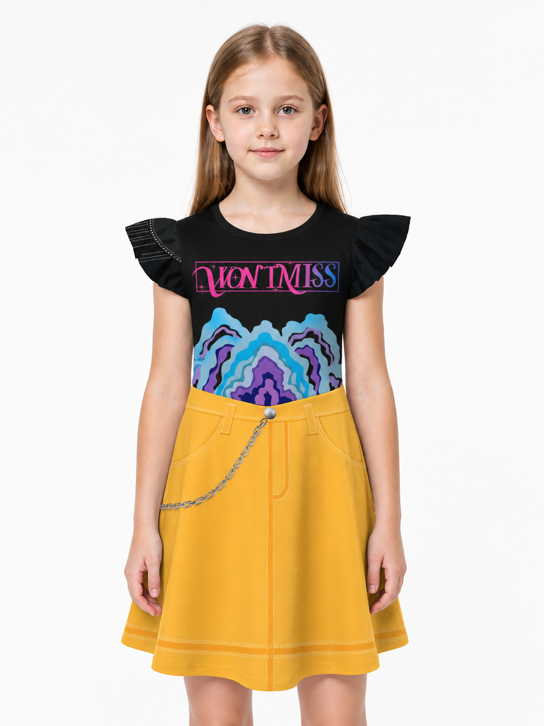 Halloween Costume Dress with Print and Chain