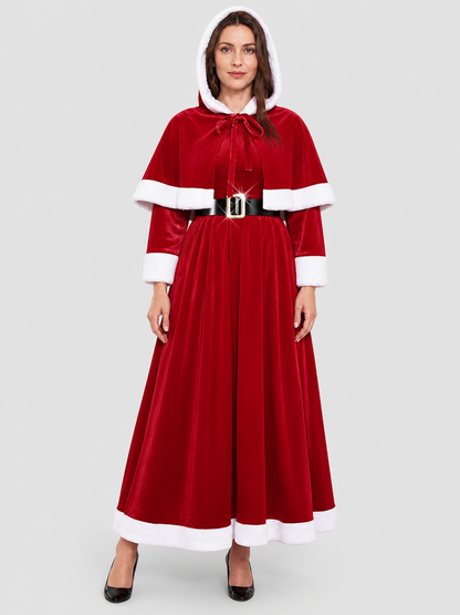 New Year's Dress with Hood and Belt, Red and White Costume Dresses detail 2