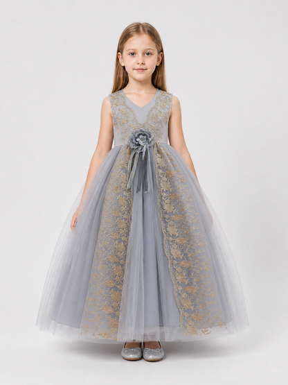 Dressy Dress with Gold Embroidery, Full Skirt Costume Dresses detail 3