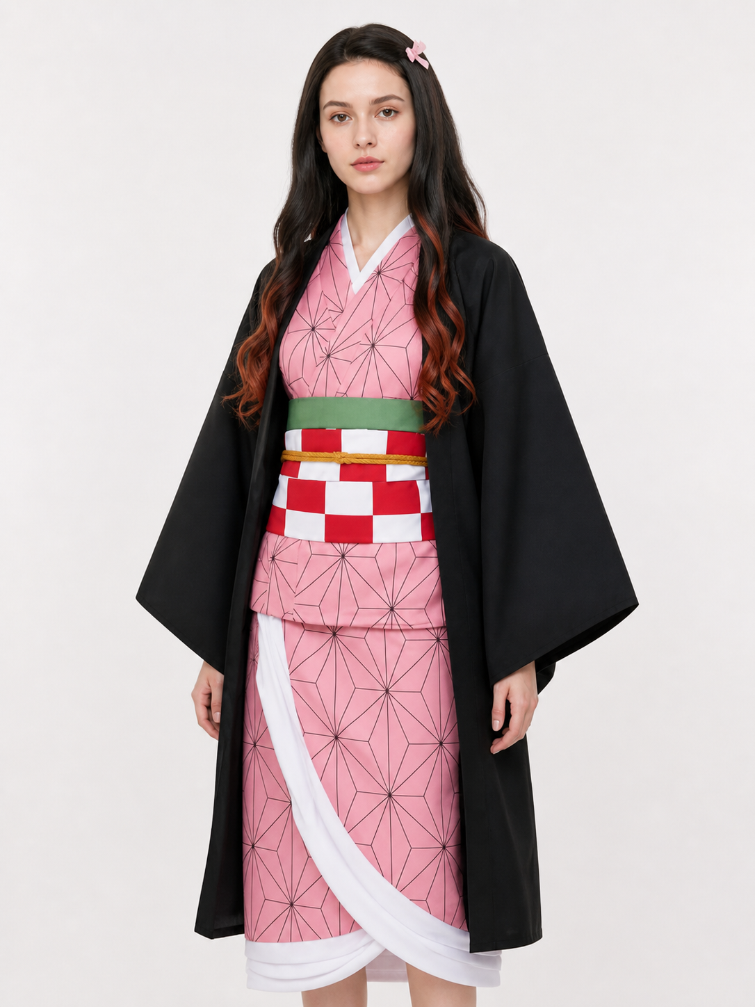 Anime Cosplay Costume with Black Kimono