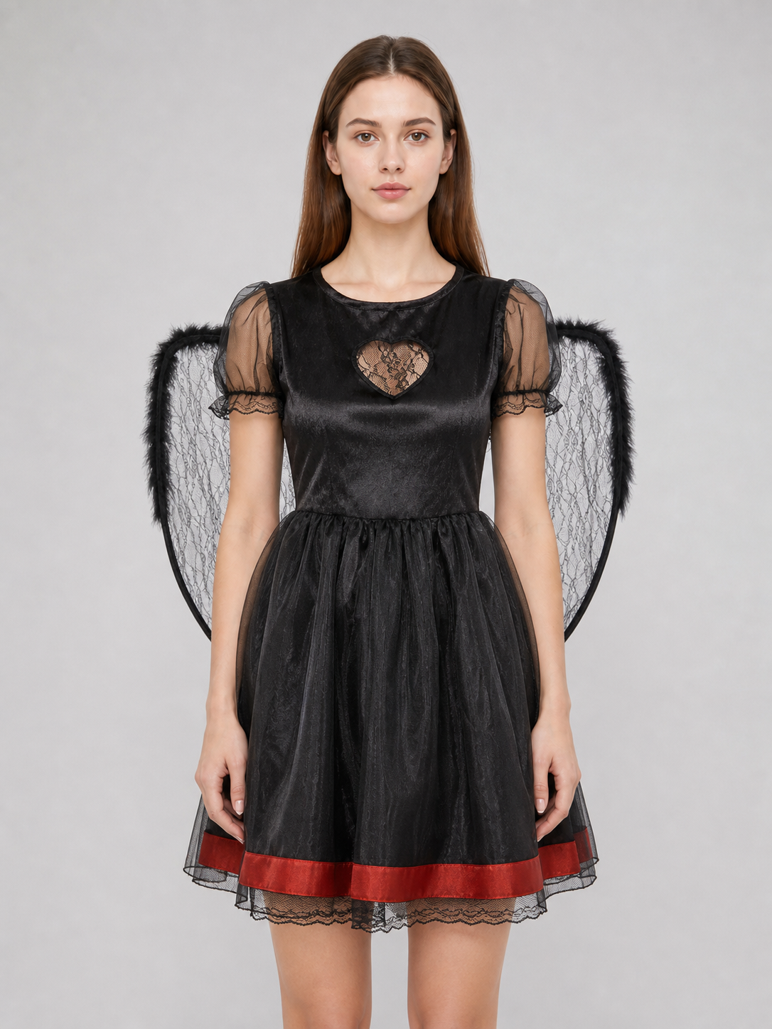 Black Demon Costume Dress with Horned Headband