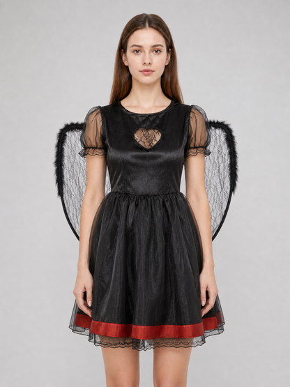 Black Demon Costume Dress with Horned Headband