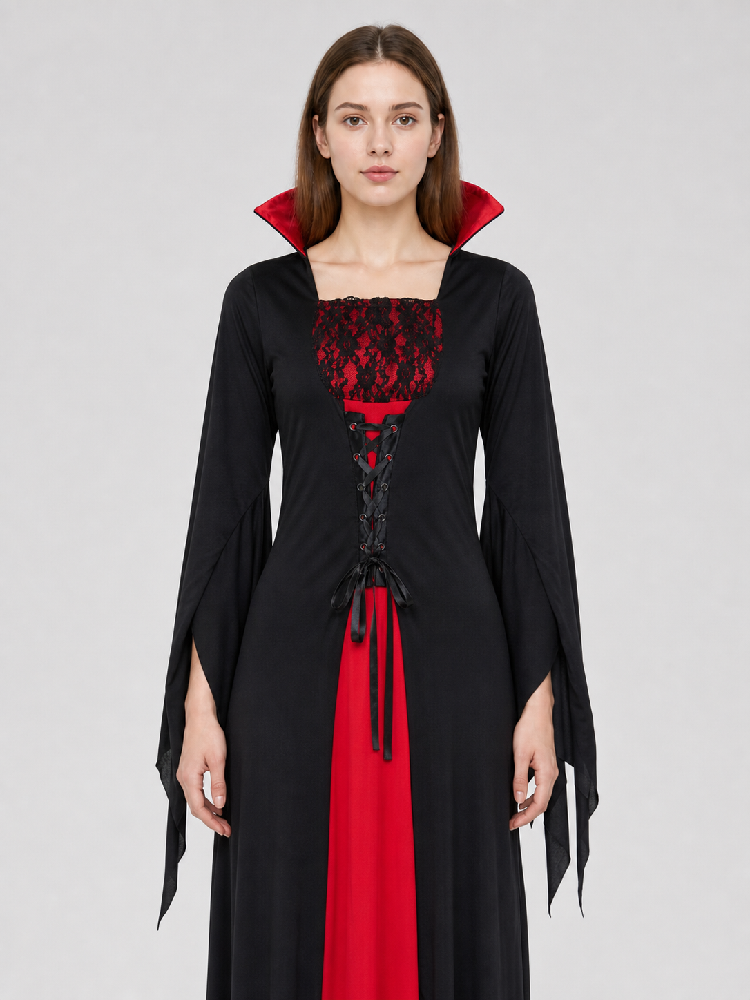 Vampire Costume: Long Black and Red Dress