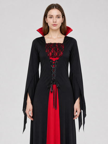 Vampire Costume: Long Black and Red Dress