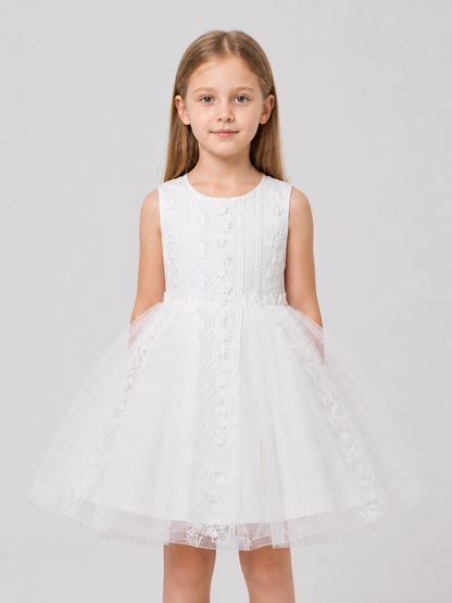 Children’s Dress with Floral Embroidery and Full Skirt