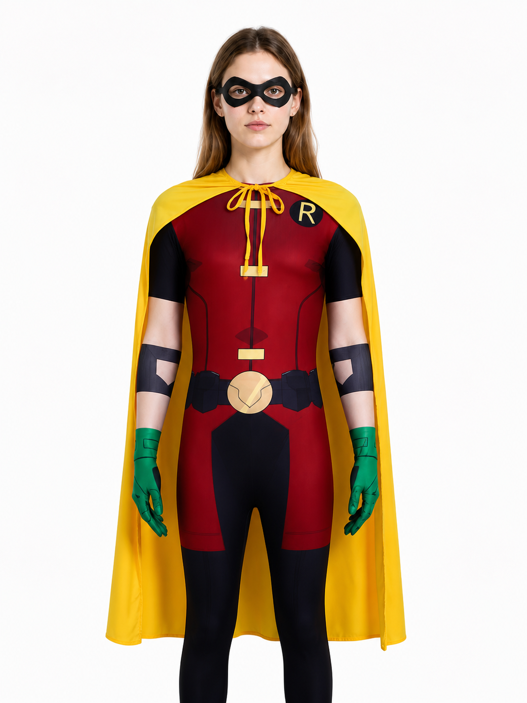 Robin Cosplay Jumpsuit with Cape and Mask